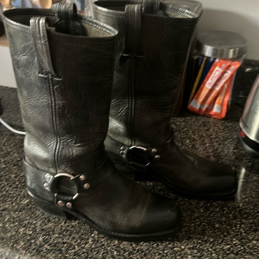 Frye-Black Leather Boots Size 9